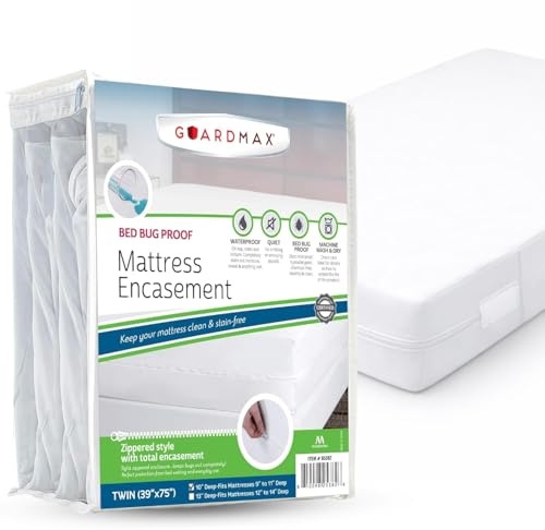 Guardmax Funda de colchón de Punto Jersey con Cremallera Individual, Protector de colchón Impermeable y a Prueba de chinches, Ropa de Cama cómoda, Suave y silenciosa con Cremallera, a Prueba de Polvo