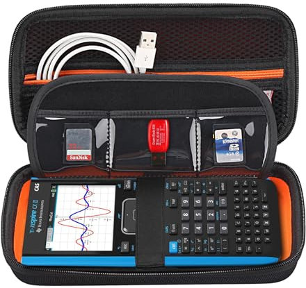 BOVKE Graphing Calculator Carrying Case Ersatz für Texas Instruments TI-Nspire CX CAS/CX II CAS Color Graphing Calculator und mehr - Extra Mesh Tasche für USB Kabel und anderes Zubehör, Schwarz