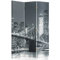 Raumteiler Ggedruckten auf Canvas Leinwand Wandschirme dekorative Trennwand Paravent beidseitig 3 teilig (110x150 cm) BRÜCKE Stadt Nacht New York Brooklyn Bridge SCHWARZ UND WEIß