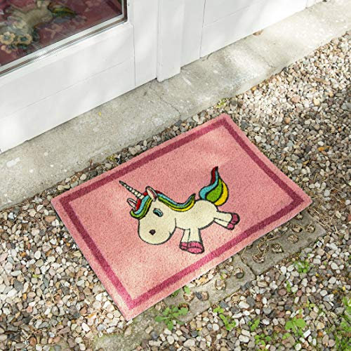 getDigital Einhorn Fußmatte/Türmatte | Top-Qualität: Aus 100% natürlichen Kokosfasern für gründliche Reinigung | 60x40cm, rosa, vollflächig bedruckt, für außen und innen