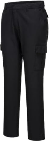 Portwest S231 Combat Hose Kingsmill Baumwoll Stretch 2 Gesäßtaschen Dehnbar | Schwarz, UPF 40+, Baumwolle, Schmale Passform, Klettverschluss, Reflektierend, Strapazierfähig, 2% Elasthan