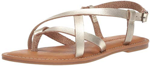 Amazon Essentials Sandales à Lanières Décontractées Femme, Or, 43 EU
