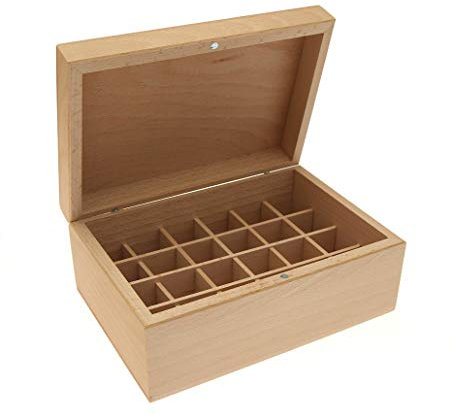 Absolute Aromas Essential Oils Wooden Storage Box – for 24 x 5ml or 10ml Essential Oil or Fragrance Bottles (Large)