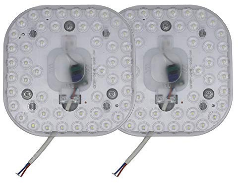 ZFQ 2er Pack LED Nachrüst Umrüst Modul mit Magnethalter, 24W, 6500K Kaltweiß, 158mm × 158mm, 2200 Lumen, AC 165-265V, anschlussfertig für Deckenleuchte Ringlampe Rundlampe Röhrenlampe, Nicht Dimmbar