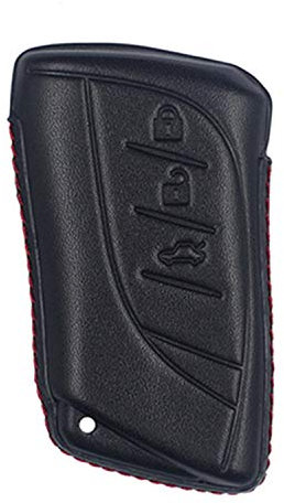 M.JVisun Men Women Genuine Leather Key Fob Cover For Lexus ES200 ES250 ES260 ES300h ES350 GX460 LC500 LC500h LS350 LS500 LS500h LX600 NX300h UX200 UX250h UX260h Car Key Case With Keychain - Black