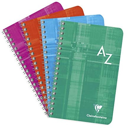 Clairefontaine 68698C - Packung mit 10 Registerbücher 11x17 cm, 50 Blatt, französische Lineatur, 90g, Spiralbindung, farbig sortiert, 1 Pack