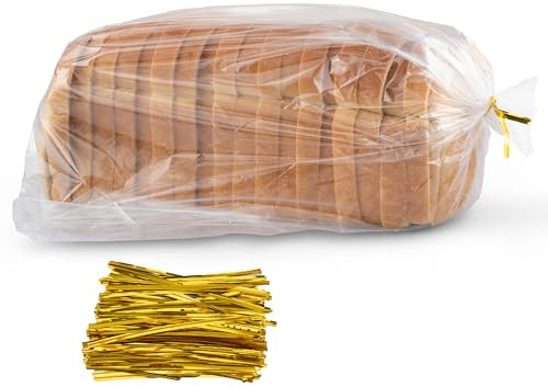 100 wiederverwendbare transparente Brotbeutel mit Bändern – verstellbar für hausgemachte Brote und Backbrot