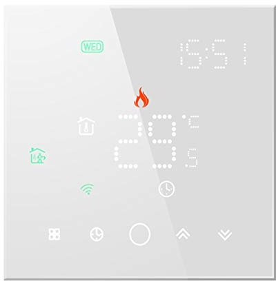 Qiumi Smart WiFi Thermostat Programmierbarer Wasserthermostat LCD Bildschirm Kompatibel mit Alexa Google Home, LED-Matrix-Lichtanzeige schützt Ihre Augen, 5A 95~240 V AC