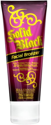 Millennium Tanning Solid Black Facial Bronzer 4 oz – Advanced Skin-Firming Face Tanning Lotion with DHA, Anti-Aging, Oil-Free, Non-Comedogenic, Indoor/Outdoor Use