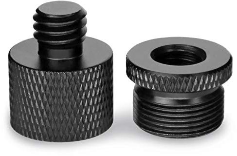 Frgyee Mikrofonständer-Adapter 5/8 Buchse auf 3/8 Stecker und 3/8 Buchse auf 5/8 Außengewinde für Mikrofonständer, Montage auf Kamerastativadapter, 2 Stück