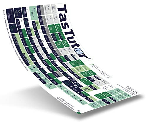TasTutor Tastatur Aufkleber für Microsoft Excel | Tastaturaufkleber deutsch für Windows und MAC, Tastaturbefehle für Computer und Laptop, Shortcuts für Keyboard, Tastatur-Sticker für Büro