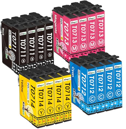 KINGJET T0715 Druckerpatronen Kompatibel für Epson T0712 T0713 T0714 Patronen für Epson Stylus SX200 SX215 SX218 SX400 SX415 SX510W SX515W DX4450 DX5050 DX6000 DX8450(16 Pack)