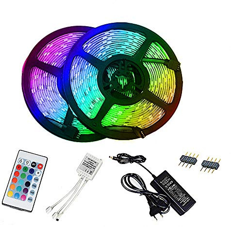 Intelligente LED-Streifenleuchten Farbwechsel 10M 10M Flexible 5050 RGB LED-Leuchten Kit mit Fernbedienung Einfache Installation für TV-Hintergrundbeleuchtung Schlafzimmer Mehrfarben Dekoration
