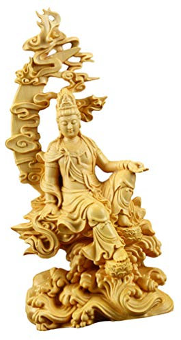 BESPORTBLE Kwan-yin Holzstatue Handgefertigte Guanyin Skulptur Für Meditation Feng Shui Dekoratives Element Für Zuhause Und Büro