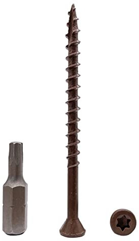 Marcopol (400 Stück) Braun Anti-Korrosions-Finish 4,2 x 65 mm Holz-Terrassenschrauben, Holzschrauben, Torx-Kopf, Typ 17, Senkkopf, Außenschraube (400, 4,2 x 65 mm)