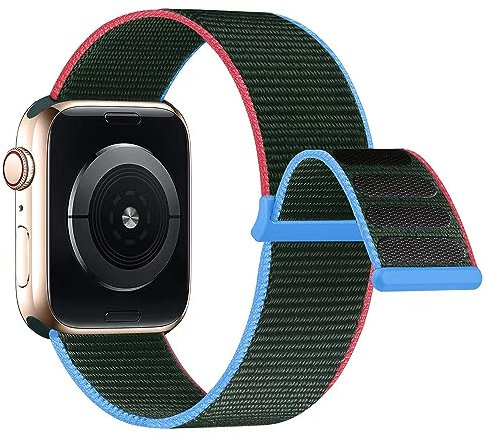Lobnhot Nylon Armband kompatibel mit Apple Watch Armband 40mm 38mm 41mm, Verstellbares Sport Armband kompatibel für iWatch Series 10 9 8 7 SE 6 5 4 3 2 1, Olive