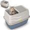 Cat Centre Katzenklo Mit Deckel XL Hop-In Katzentoilette Mit Hohem Rand Top Entry Jump-In Einstieg Oben Mit Abdeckung Für Große Katzen Grau 56 x 40 x 38 cm