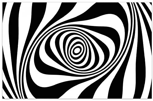 Wallario Rutschfester, Teppich mit Motiv - Fußmatte Optische Täuschung - Zebra Muster - schwarz weiß, Größe 90 x 140 cm - flachgewebt