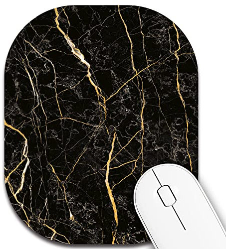 Summer Garden Small Mouse Pad，Mini Mouse Pad 6 x 7 Inch，for Laptop Keyboard Tray Wireless Mouse Home Office Travel，with Non-Slip Rubber Base, Waterproof Mouse Mat，Black Gold Marble
