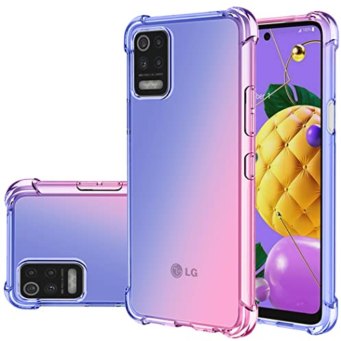 Gufuwo Hülle für LG K52/K62/Q52/K62 Plus LM-K520 LM-K525 Case Niedliche Verlauf Hülle Schlanke Kratzfeste TPU-Schutzhülle mit Stoßdämpfung Transparente weiche Handyhülle für LG K52 blau/rosa