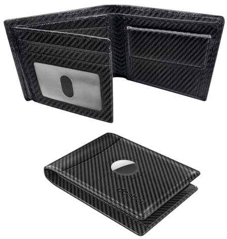 doeboe Portafoglio Smart With Airtag - Porta Carte di Credito da Uomo with Protezione RFID, a tre ante in Vera Pelle