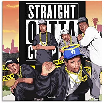 NWA Poster Hip Hop Art Poster American Rap Poster Wandkunst Poster Scroll Leinwand Gemälde Bild Wohnzimmer Dekor Zuhause 30 x 30 cm