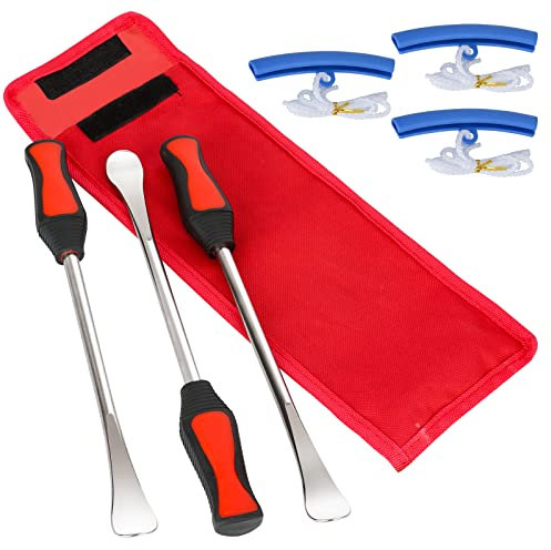 Jiubiaz Reifen Montiereisen Tire Spoons Lever Iron Tool Kits 3pcs Reifenheber montierhebel Werkzeug 3pcs Rad Felge Protektoren Tool Kit für Motorrad Fahrrad
