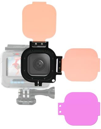 Nitescuba Confezione da 3 filtri subacquei per GoPro Hero 8/9/10/11/12, custodia protettiva impermeabile per immersioni subacquee, rosso, rosso chiaro, magenta