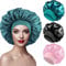 3 Stück Seidenhaube zum Schlafen, Schlafhaube Seide Elastizität Satin Haarhaube für Die Nacht Weiche Bonnet Sleep Cap für Damen(Schwarz,Cyan,Rosa)