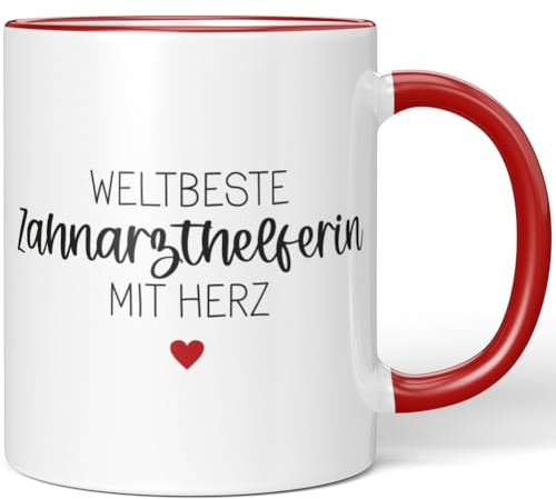 JUNIWORDS Tasse, Weltbeste Zahnarzthelferin, Rot (6705519)