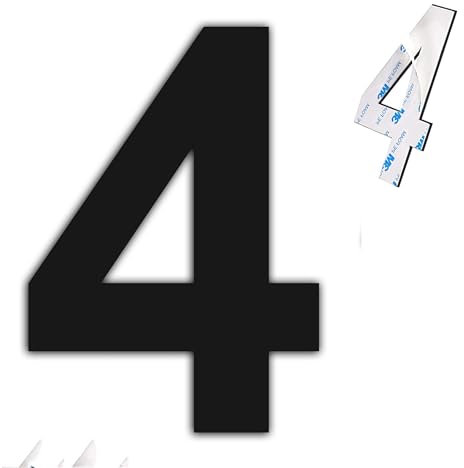 nanlyiau 6in/15.3cm Edelstahl hausnummern selbstklebend hausnummern schwarz matt Edelstahl Hausnummer(paste black 6in4)