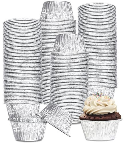 SUPPHOUS - Pirottini da forno in alluminio, 150 pezzi, usa e getta, 113,4 g, pirottini per cupcake, muffin, per cupcake, torte, budini, creme brûlée