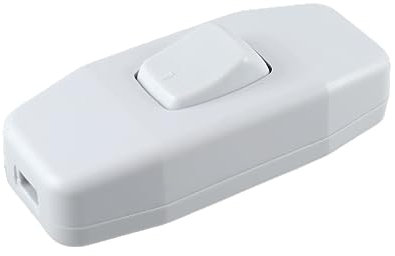 Lampen-Schalter, Zwischenschalter weiß mit Zugentlastung und Schraubkontakten, Wippe EIN/AUS, Kabelschalter, 6 A 250 V~, Passt für LED Lampe