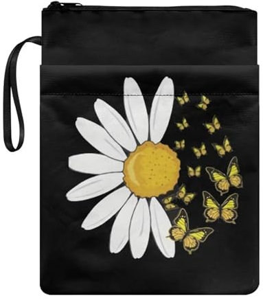 NETILGEN Sunflowr Buchumschlag mit Reißverschluss, Buchschoner mit Stifthalter, waschbarer Stoff, Taschenbuch, Notizbuch, Bucheinband, Buchliebhaber, Geschenke