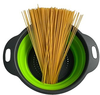 Colador de Espaguetis y Pastas, Colador Plegable para Cocina, Colador de Silicona, Lavar Verduras y Frutas, Ahorro de espacio, Apto para lavavajillas.
