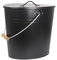 Ascheeimer schwarz mit Deckel 24 L | Kamin-Zubehör | Kohleeimer mit Tragegriff | Kamineimer für Asche | Allzweckeimer für Innen- und Außenbereich – Kamin, Grill und Ofen | Maße: 39 x 27 x 35 cm