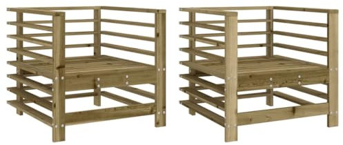 vidaXL Gartenstuhl 2 STK., Modular Gartenmöbel Lounge, Holzstuhl Stuhl für Garten Terrasse Balkon, Gartensessel Balkonstuhl, Kiefernholz Imprägniert