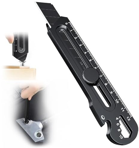 dellyy Cutter Professionnel Rétractable en Acier Inox, Cutter Professionnel, Couteau Utilitaire Polyvalent et Robuste, Cutter pour Bureau, Maison, École, Cadeau Homme (Noir)