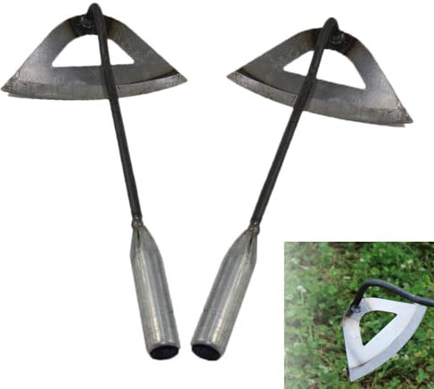 Zappa Da Giardino Con Gambo 2 Pezzi, Esforzarse Rastrello Per Erbacce A Mano, Zappa Cava Per Giardinaggio,Allentamento Del Terreno,Scanalature, Piante, Scavo, Pratico Strumento Da Giardino