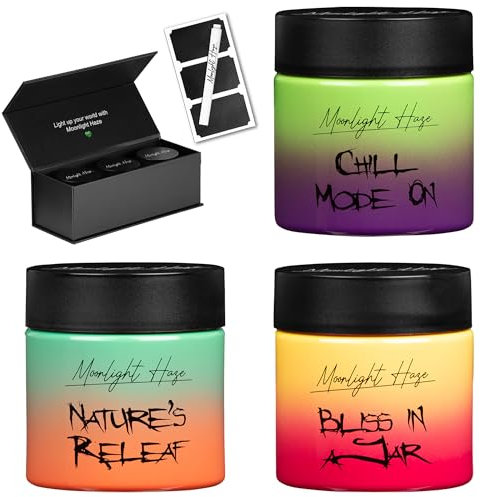 Moonlight Haze Smell Proof Container Stash Jar x 3 | Airtight Glass Storage Jars With Child Resistant Lids | 85ml 3 Fluid Oz | Stash Box Gift Set. Great To Use In A Smell Proof Bag Or Smell Proof Box