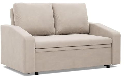 Mebligo - Sofa 2 Sitzer Mit Schlaffunktion 148 x 90 x 87 cm NEO-Kollektion, Schlafsofa Mit Bettkasten, Kleines Wohnzimmersofa Beige