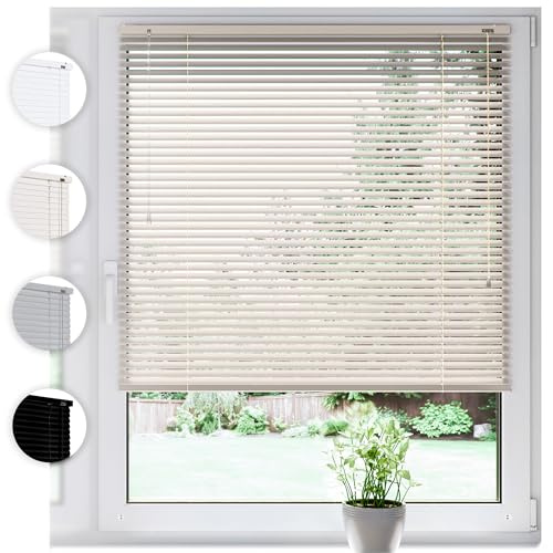 Sonello Aluminium Jalousien Fenster Ohne Bohren 30x175cm Creme Klemmfix