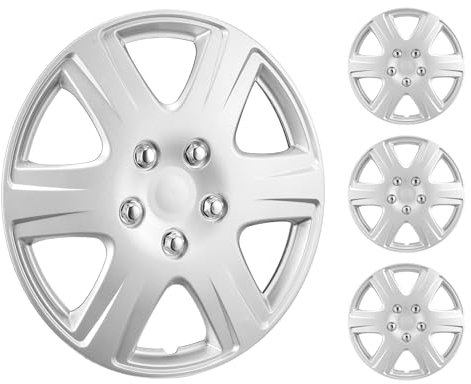 VEVOR Radkappen Radnabenkappen Felgenabdeckung 4 STK. für 15 Zoll Durchmesser, Radkappe (φ415 x 60 mm) mit Druckknopf & Ventildüsenloch, ABS- und PC-Radkappe mit hoher Steifigkeit wetterfest