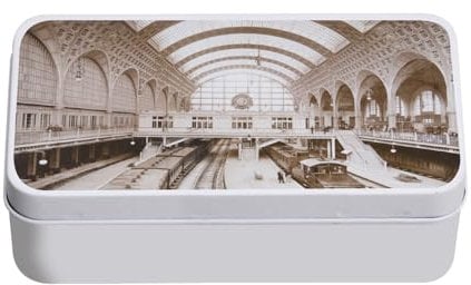 Fabulous Metallbox Gare D'Orsay Paris 1900, seltenes Foto, Vintage, alter Zug, 11 x 18,5 x 5,5 cm – Aufbewahrungsbox, Schlüssel, Werkzeug, Brotdose, Zucker, Kekse