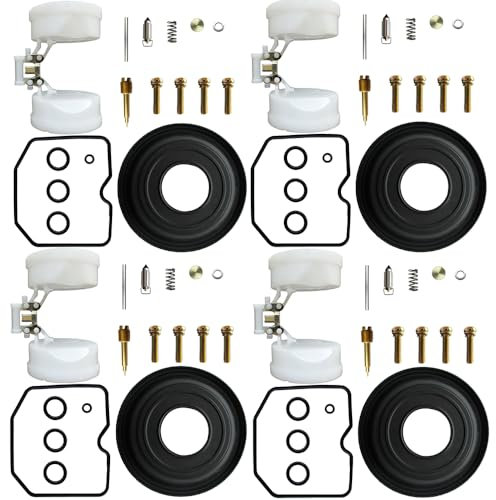 BenTsD Compatible avec le kit de réparation de carburateur 4-Pack Diaphragme flottant utilisé sur Suzuki Bandit 600 GSF600S 1996-2003, ensemble de reconstruction de carburateur