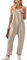 Salopette da donna allentata Pantaloni pettorina casual con tasche Baggy gamba larga in maglia Rompers lungo estate senza maniche Jumpsuit Playsuits Khaki S