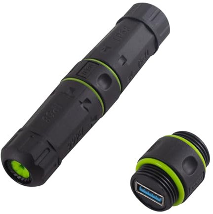 Maxhood Waterproof USB Socket, 5Gbps Waterproof IP68 Pass Through USB 3.0 Connector, USB Female to Female Bulkhead Extension Adapter for Outdoor Charging and Data,1pcs