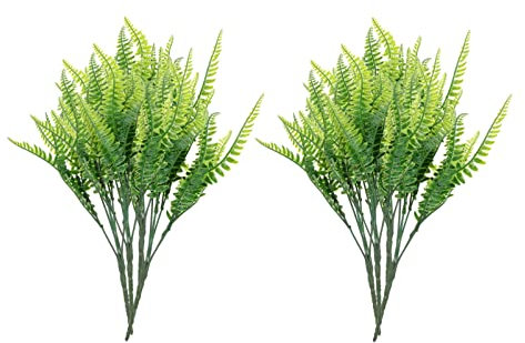 Amosfun 8pezzi Pz Di Piante Di Felce Artificiale Foglie Di Felce Faux Per Decorazioni Floreali Resistente Uv E Adatto Per Interni Ed Esterni