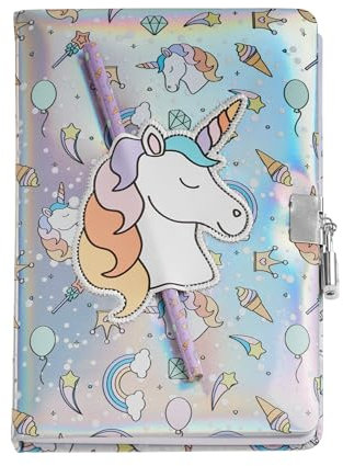 Back2Fun Geheimes Tagebuch mit Schloss und 2 Schlüsseln: Schreiben, zeichnen und bewahren Geheimnisse, inklusive Bleistift, 80 linierte Blätter, A5-Notizbuch für Kinder, Hardcover mit holografischem