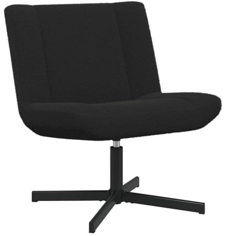vidaXL Swivel Chair Black 63 x 75 x 76 cm Sheepskin, Elegant Swivel Chair, Modern Design, 360 Degree Rotating Seat, Comfortable Lounge, Functional Indoor Seating, Chic Furniture